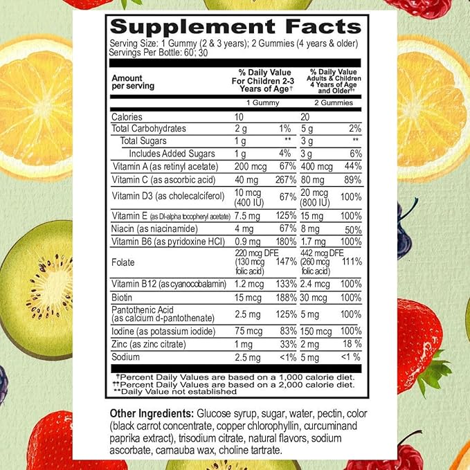 Go Healthy Kids Multivitamin Gummies – Toddler & Children's Vitamin Gummy Supplement, Growth & Immune Support – Kosher, Halal, Non-GMO, Gluten-Free, Delicious Fruit Flavor - 30 Servings