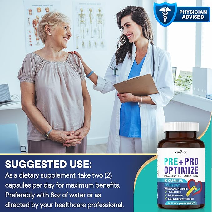 NEW AGE Pro Optimize Probiotics for Women, Menopause, Digestive Health - Support for Bloating, Hot Flashes, Joint Support, Night Sweats - Gut Health & Metabolism - Dong Quai (60 (Pack of 1))
