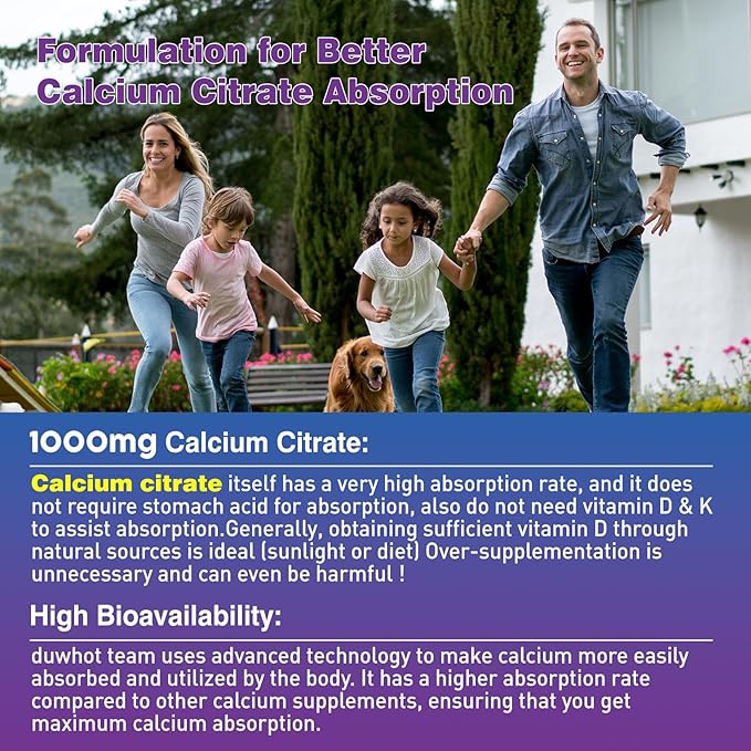 Calcium Citrate Gummies, Chewable Calcium Citrate 1000mg for Bone, Muscle & Immune Support, Ultimate Absorption Calcium Supplements for Women & Men, Blueberry, 60 Chews
