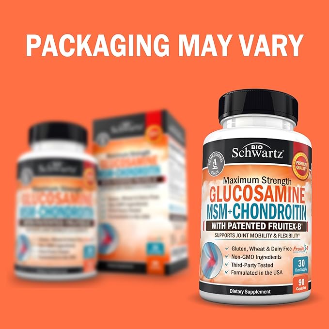 Glucosamine Chondroitin MSM Joint Support Supplement - FSA HSA Approved - Collagen Peptides, Turmeric and Ginger, Hyaluronic Acid, Glucosamine Chondroitin Sulfate - Gluten Free, Non GMO, 180 Capsules