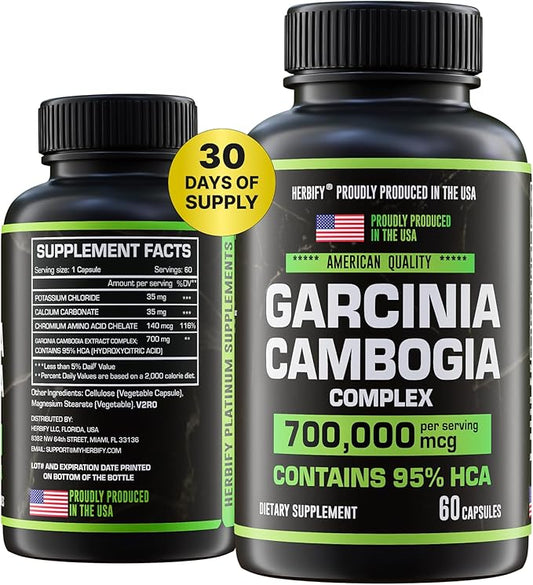 Garcinia Cambogia Wellness Support Supplement for Women & Men - Natural Herbal Extract with Antioxidant Properties - Vegan, Non-GMO Energy Booster for Daily Vitality and Digestive Support - 60 Count