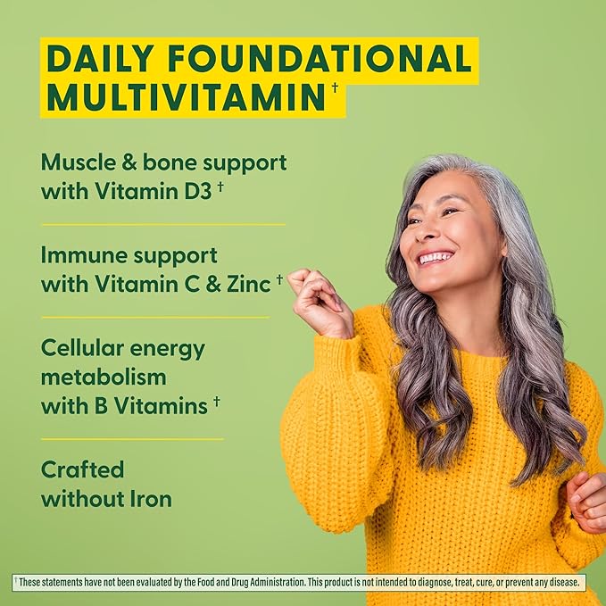 MegaFood One Daily Iron Free Multivitamin - Multivitamin for Women and Men - with Real Food - Immune Support Supplement - Bone Health - Energy Metabolism - Vegetarian; Non-GMO; No Iron - 60 Tablets
