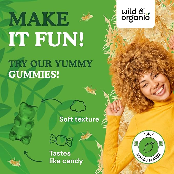 Wild & Organic Irish Sea Moss Gummies for Kids 800mg - Immune Support with Bladderwrack - Vegan Sea Moss Gel Chews for Overall Support - 60 Non-GMO Seamoss Gel Gummies