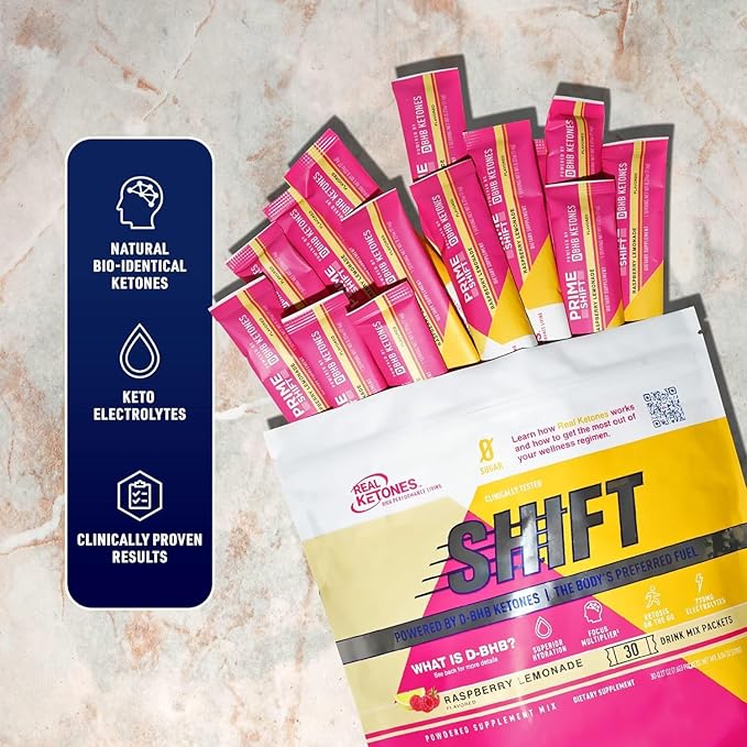 Real Ketones BHB Exogenous Ketones Drink Mix Packets Keto Electrolytes Powder Packets No Sugar with 4 Main Fasting Electrolytes Plus Hydrating Patented Keto BHB - 30 Count Raspberry Lemonade