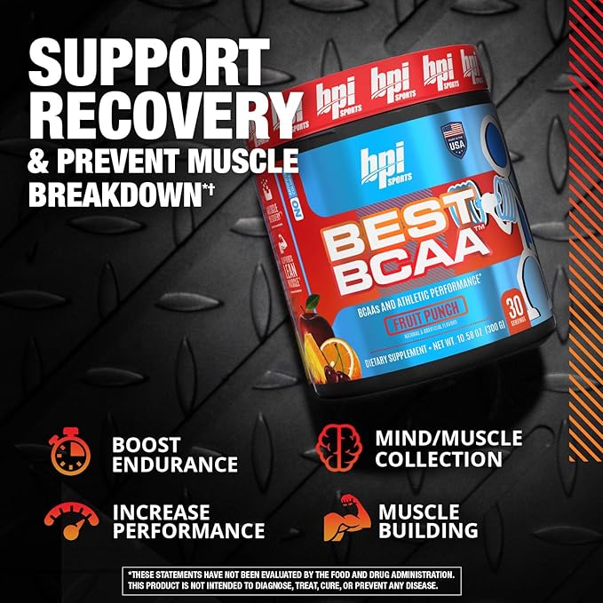 BPI Sports Best BCAA - Building Blocks of Protein and Muscle - Post-Workout Recovery - Weight Loss Support - Fruit Punch, 30 Servings, 300 grams