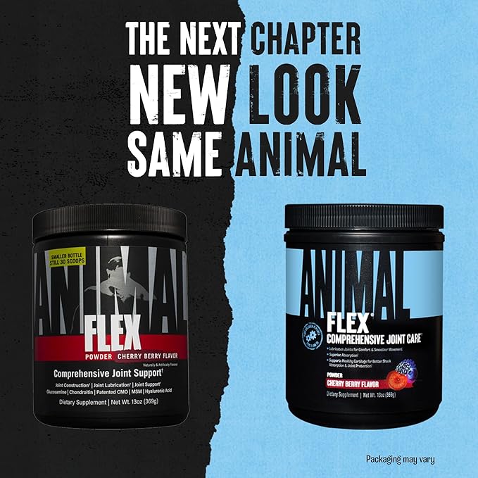 Animal Flex Powder - Joint Support Supplement for Pain Relief, Repair and Restore Muscles with Turmeric, Glucosamine, Chondroitin, MSM, Collagen and Boswellia, Great Tasting Cherry Flavor, 30 Scoops