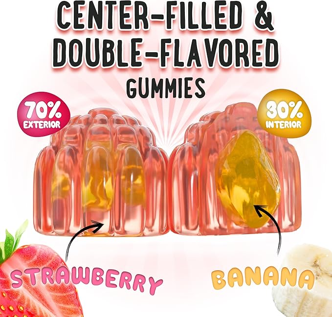 Center-Filled Magnesium Glycinate Gummies 400MG - High Absorption for Kids, Teens & Adults - Supplement for Sleep, Calm & Muscle Relaxation with B6 & D3 - Gluten Free & Vegan Friendly - 60 Count