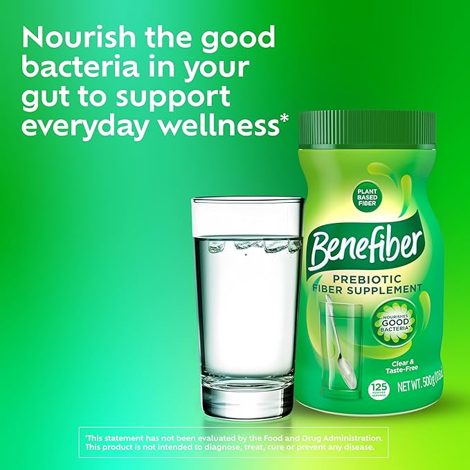 Benefiber Daily Prebiotic Fiber Supplement Powder for Digestive Health, Unflavored - 125 Servings (17.6 Ounces)