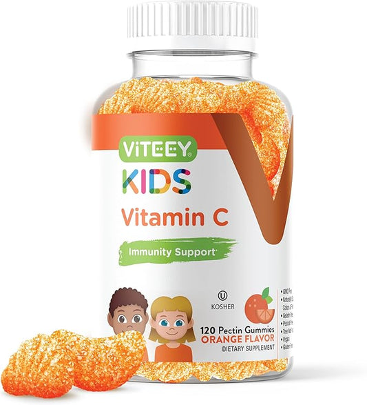 Kids Vitamin C Gummies - Immune Support for Kids, Toddlers, & Teens - Vegan, Gelatin Free, Gluten Free, GMO Free - Tasty Chewable Orange Flavored Kids Immunity Gummy