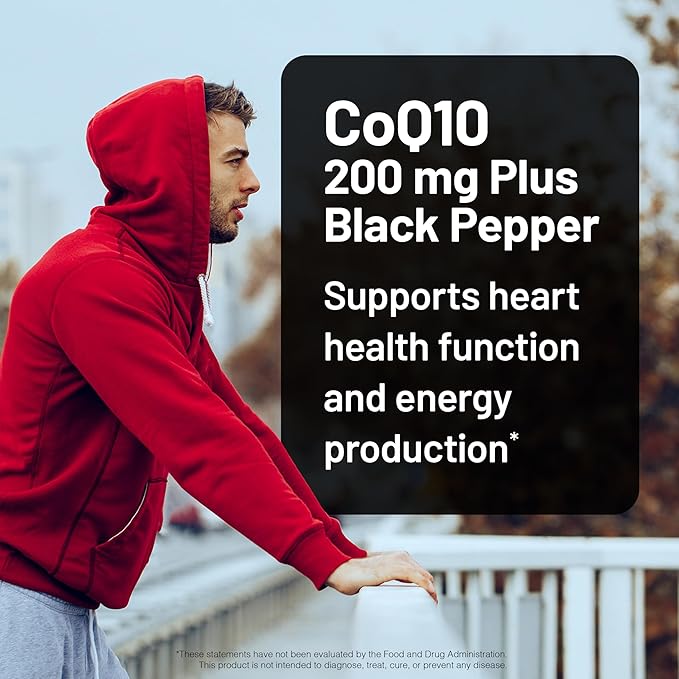 NatureWise CoQ10 200mg Softgels, High Absorption Coenzyme Q10 with BioPerine Black Pepper - Antioxidant for Heart Health + Cellular Energy - Vegan, Non-GMO, Gluten-Free - 30 Count[1-Month Supply]