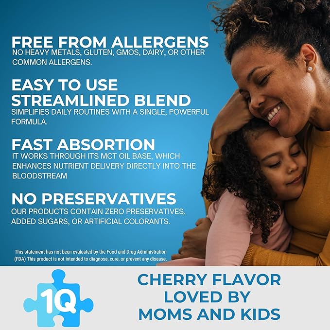 Focus Kids Enhances Clarity Drops | Acetyl L-Carnitine, Vitamin B1,B6,B12 & Folate | Sugar-Free, Vegan, Gluten-Free, Non-GMO | Cognitive & Attention Support | Advance Absorption | 2 Fl Oz