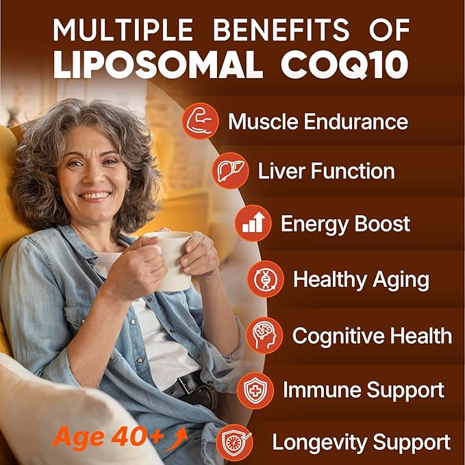 Liposomal CoQ10 200mg Softgels, Co-Q10 400mg per 2 Softgels | Plus Glutathione, PQQ | Vegan Coenzyme Q10 Supplement, Naturally Fermented, Cellular Energy & Antioxidant Support, 120 Counts
