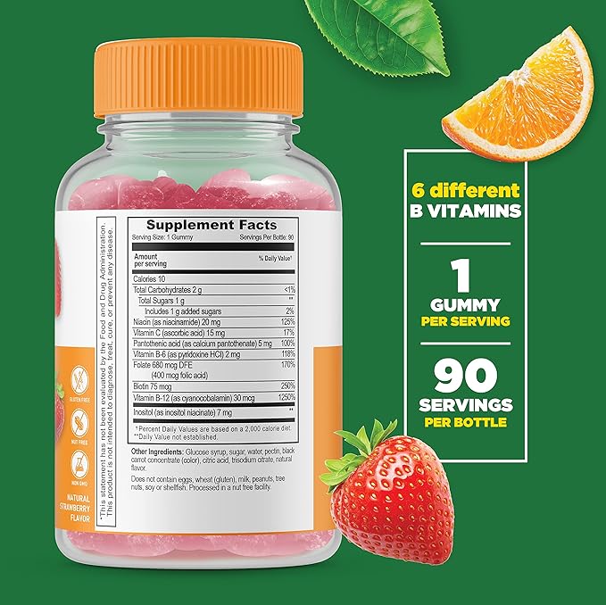 Lifeable Iron with Vitamin C + B Complex, Gummies Bundle - Great Tasting, Vitamin Supplement, Gluten Free, GMO Free, Chewable Gummy
