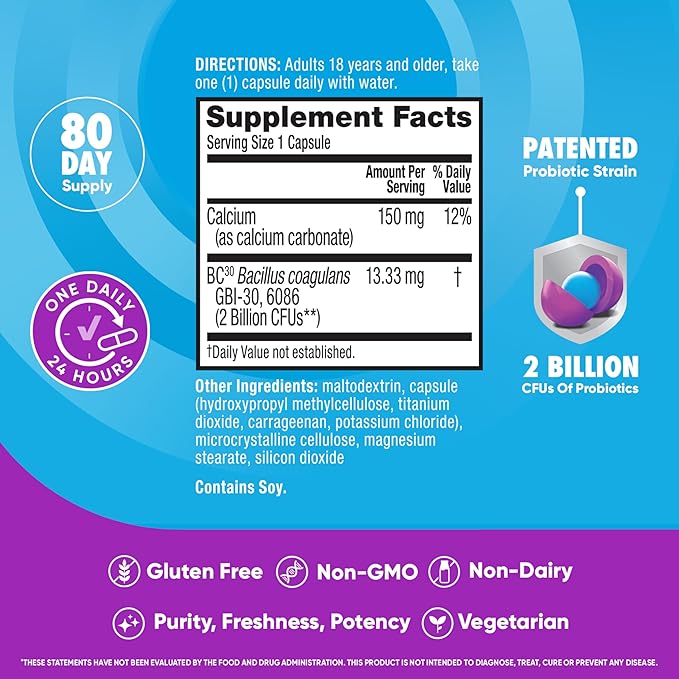 Digestive Advantage Probiotics for Digestive Health, Daily Probiotics for Women & Men, Supports Gut Health, Occasional Bloating & Diarrhea, Minor Abdominal Discomfort, & Immune Support, 80ct Capsules
