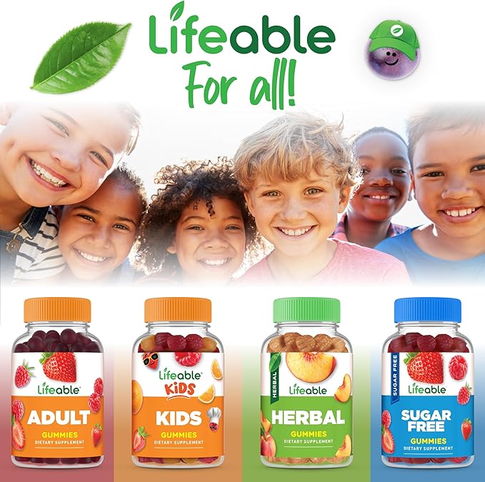 Lifeable Vitamin B6 Gummies for Kids | Great Tasting B6 Vitamins 50mg | Vegan Non-GMO Gluten Free | for Nerve Function Support | 60 Gummies