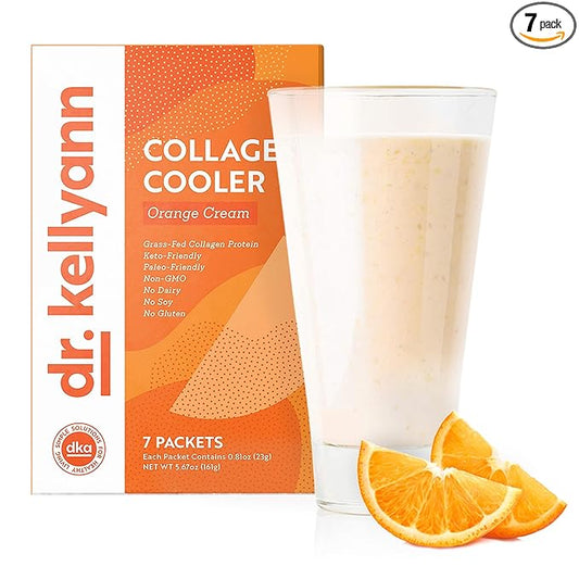 Dr. Kellyann Keto Shake Packets To Go (7 packets) - Collagen Cooler - Orange Cream, 100% Grass Fed Collagen Protein Powder – Keto & Paleo Friendly - 15g Protein