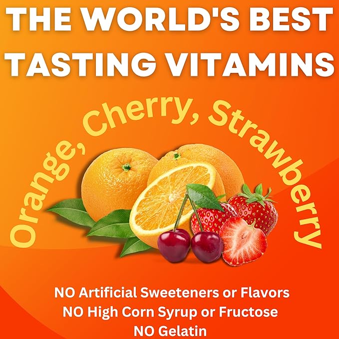 Halal Kids Multivitamin Gummies | Vitamin C, D, Zinc, A, E, B6, B12, Biotin, Folate, Inositol | Strengthen Metabolism, Bones & Immunity | Vegetarian | Gluten Free | 90 Count