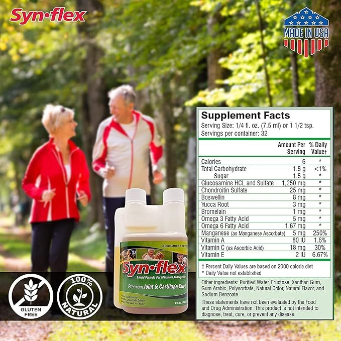 Liquid Glucosamine Original Formula - Chondroitin, Vitamins, Minerals - Drink Supplement for Men & Women, Helps Support Joint & Cartilage Health - Berry Flavor, 32 Day Supply