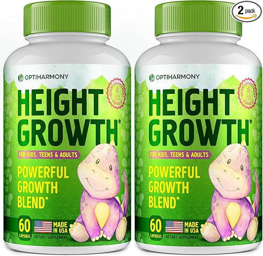 (Pack of 2) Height Growth Maximizer - Made in USA - Natural Height Increase Booster Supplement & Grow Taller Pills - Bone Growth for Adults, Teens & Kids - Vitamins for Boys & Girls to Get Taller