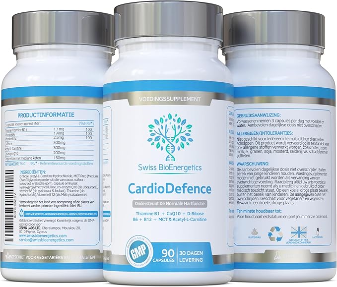 CardioDefence – 90 Capsules – a precise balance of CoQ10, D-Ribose, Acetyl L-Carnitine, B Vitamins and MCT to contribute to the normal function of the heart and reduce tiredness and fatigue