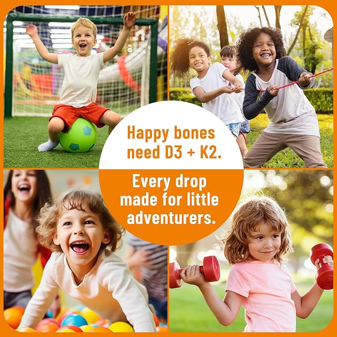 Vitamin D3 K2 Drops for Kids, Liposomal Liquid K2 D3 Vitamin Supplement with Calcium Magnesium Zinc, Vitamin B12, C, E for Kids & Adults Strong Bones Teeth & Heart, Pineapple Flavor 2 Fl Oz