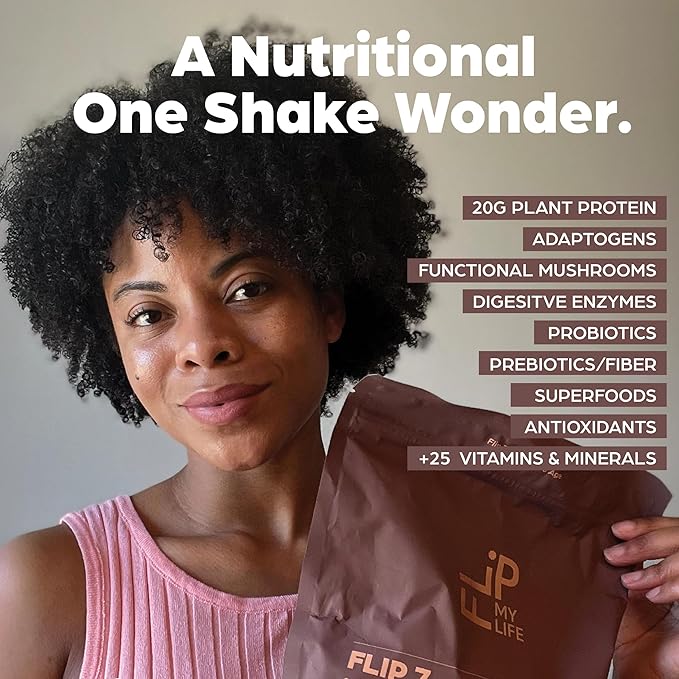 Flip 7 Natural SuperFood, Plant-Based Protein, Complete Meal Replacement to Support Healthy Gut, 7 Mega Nutrient Rich Blends all in one to AGE BETTER - Chocolate