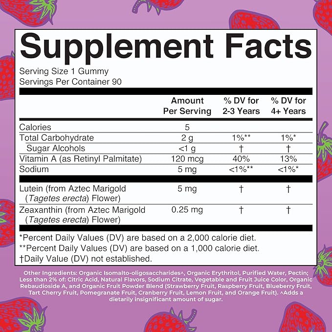 MaryRuth Organics Eye Care Gummies | Eye Health Vitamins for Adults and Kids | Lutein and Zeaxanthin Supplements | for Eyes | Vegan | Non-GMO | Gluten Free | 90 Count | 45 Day Supply