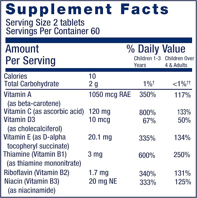 Life Extension Children's Formula Mix™, multivitamin for Kids, 18 Essential Vitamins and Minerals, Berry Flavored with no Added Sucrose, Gluten-Free, Non-GMO, 120 chewable Tablets