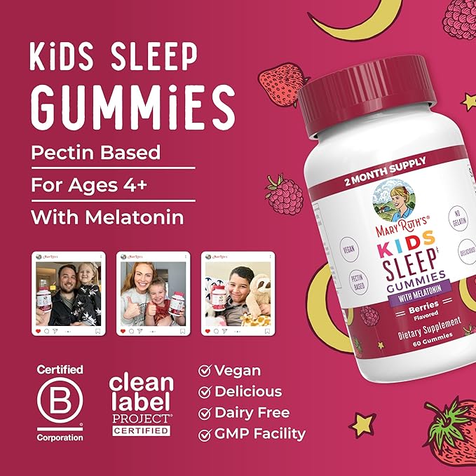 MaryRuth's Melatonin Gummies for Kids | 2 Month Supply | Sleep Gummies for Kids Ages 4+ | Kids Melatonin Gummy | Melatonin 1 mg | Relaxation & Sleep Support | Vegan | Gluten Free | 60 Count