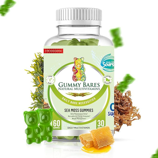 Sea Moss, Bladderwrack, Burdock Root & Soursop Gummies | Immune Support, Joint Inflammation Support, Energy Boost, 0g Sugar | Vegan, 60 Count