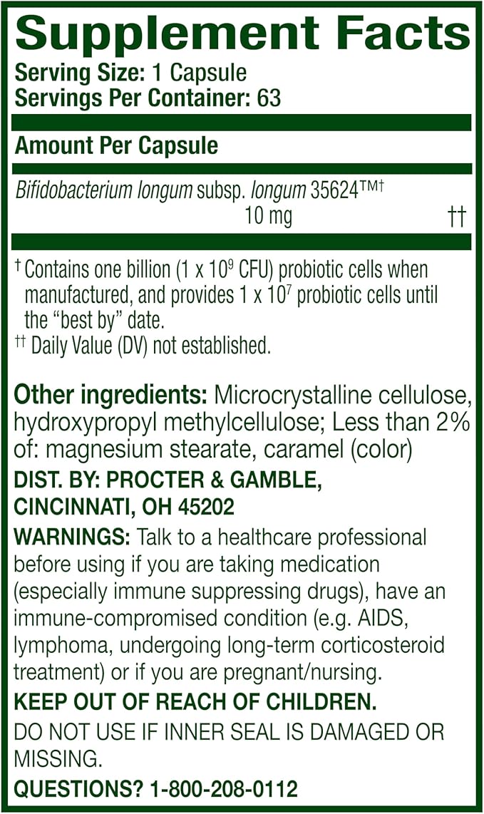 Align Probiotic, Pro Formula, Probiotics for Women and Men, Daily Probiotic Supplement, Helps Soothe Occasional Bloating & Gas*, #1 Doctor Recommended Brand‡, 63 Capsules (Packaging May Vary)