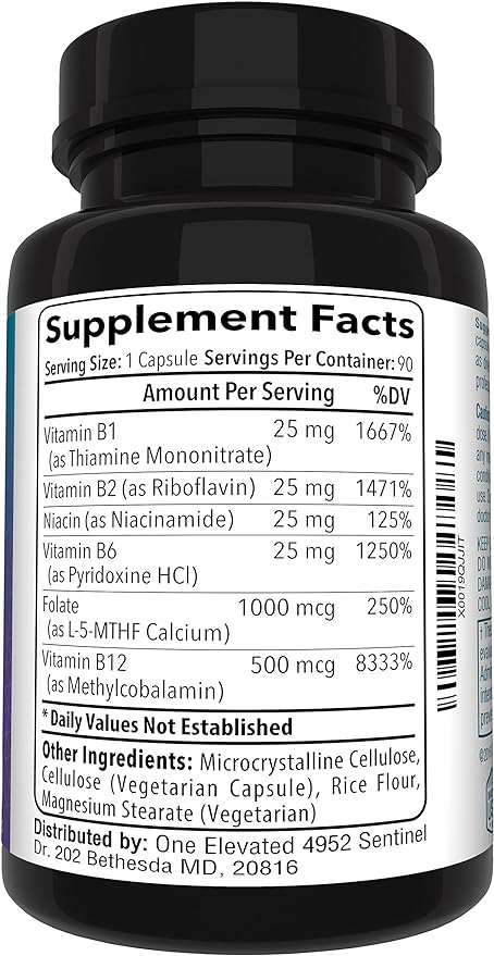 Double Strength & Most Bioactive Methyl Folate! Uniquely Formulated with Highest Pharmaceutical Grade Methylcobalamin (B12), Niacin, B1, B2 B6. Works Synergistically for Max Results-3 Month Supply