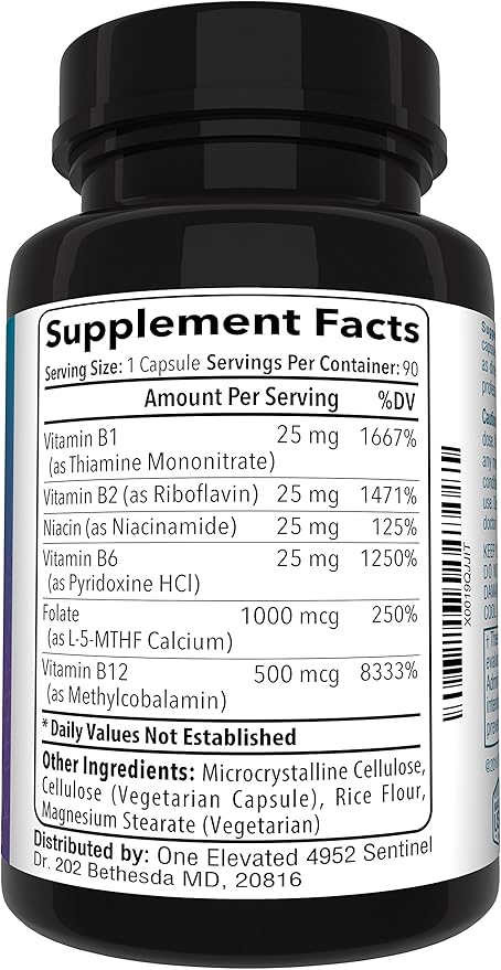 Double Strength & Most Bioactive Methyl Folate! Uniquely Formulated with Highest Pharmaceutical Grade Methylcobalamin (B12), Niacin, B1, B2 B6. Works Synergistically for Max Results-3 Month Supply