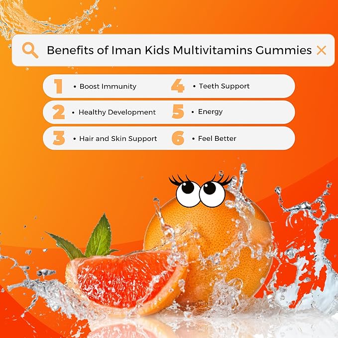 Halal Kids Multivitamin Gummies | Vitamin C, D, Zinc, A, E, B6, B12, Biotin, Folate, Inositol | Strengthen Metabolism, Bones & Immunity | Vegetarian | Gluten Free | 90 Count