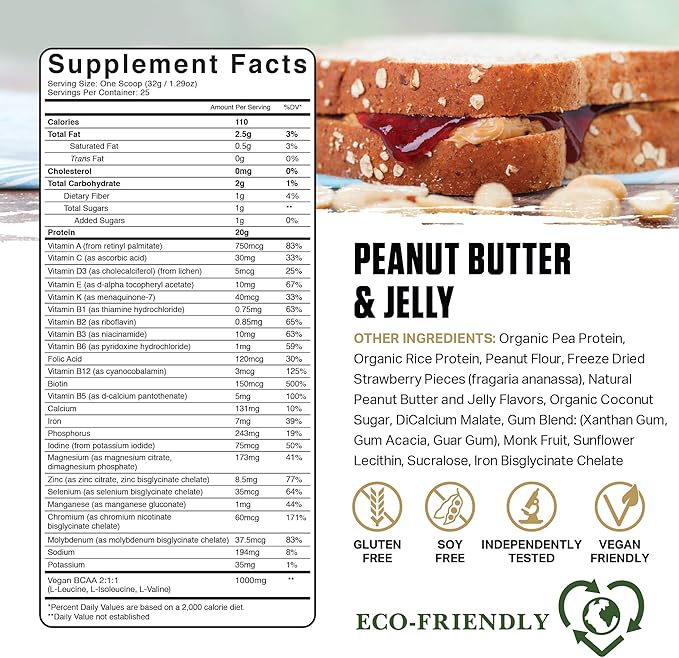 Ambrosia Planta - Premium Organic Plant-Based Protein (Peanut Butter & Jelly)