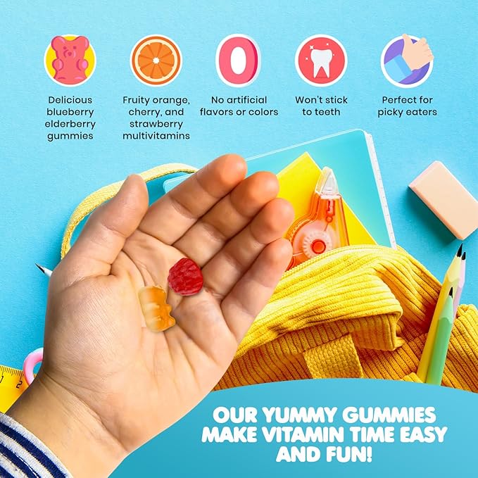 DR. MORITZ Elderberry Gummies for Kids (60 Count) and Kids Multivitamin Gummies Bundle (60 Count, 2 Pack) - for Children’s Immune Support and Overall Health - Toddler Vitamins Supplement