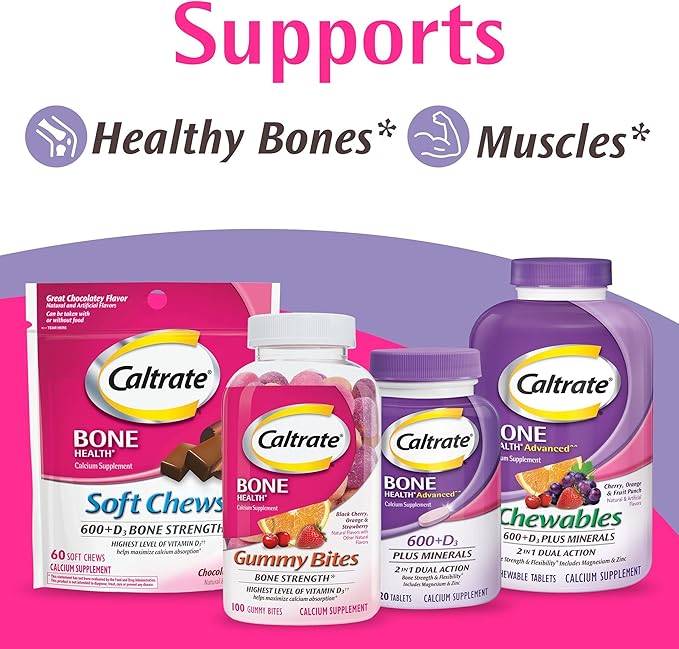 Caltrate Chewables 600 +D3 Plus Minerals Calcium and Vitamin D, Sugar Free, Cherry, Orange and Fruit Punch, 155 count