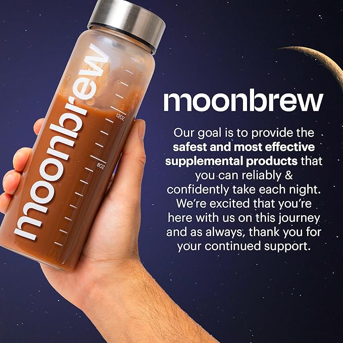 MoonBrew Nighttime Magnesium Hot Cocoa, Natural Sleep Aid Drink Mix for Adults - Calming Melatonin-Free Sleep Support - Sleepy Hot Chocolate Powder with L-Theanine, Chamomile & Zinc Glycinate