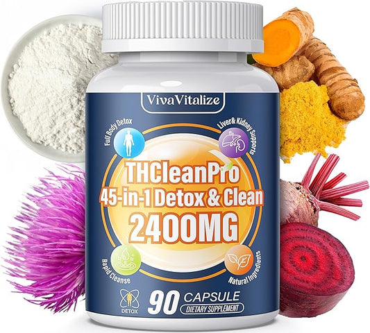 45 in 1 Comprehensive Liver Detox, 216000MG Zeolite Detox Heavy Metal Detox Full Body Detox Milk Thistle Liver Detox, 100% Natural Maximum Absorption, Energy Immune Support 90 Capsules