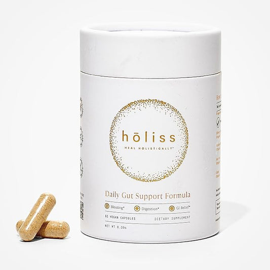 Daily Gut Health Supplement Capsules, Slippery Elm, Licorice Root, Marshmallow Root, Zinc Carnosine, Amino Acid & Plant Based Herbs for Digestive Health and Bloating Support, 60 Capsules