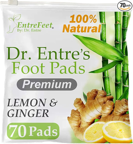 Dr. Entre's Foot Pads Lemon & Ginger to Feel Better, Sleep Better & Relieve Stress, Foot Patches | 70 Pack