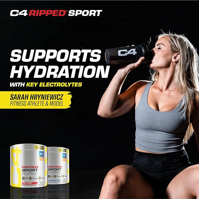 Cellucor C4 Ripped Sport Pre Workout Powder Fat Burner - NSF Certified for Sport + Sugar Free Preworkout Energy Supplement for Men & Women - 135mg Caffeine + Weight Loss - Fruit Punch, 30 Servings