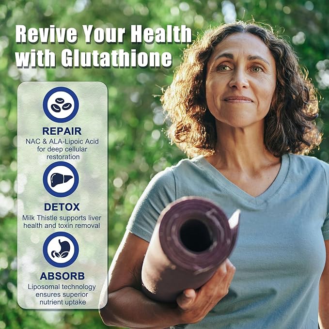 Liposomal Glutathione Gummies 1100mg for Women, Active L-Glutathione Reduced (GSH) with Vitamin C, Phospholipids, ALA, NAC & Milk Thistle, Antioxidant for Anti-Aging, Immune & Cleansing, Vegan, 60 ct