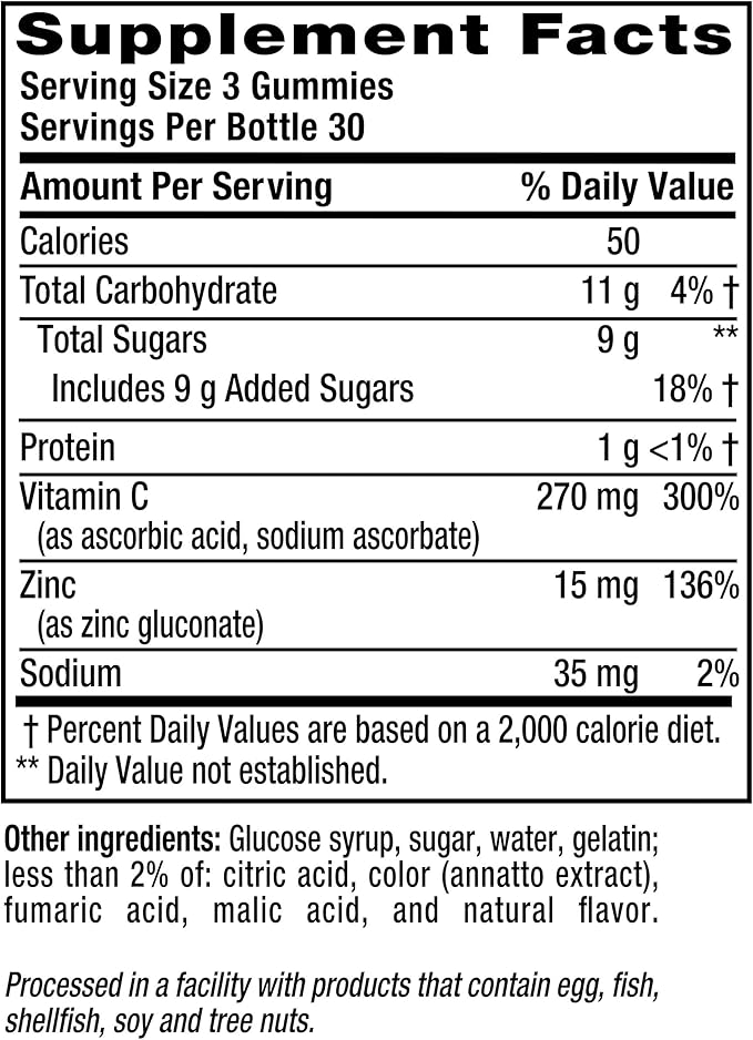 Vitafusion Power Zinc Gummy Vitamins, Strawberry Tangerine Flavored Immune Support (1), 90 Count (Pack of 2)
