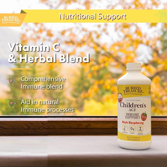 Buried Treasure Childrens ACF - 16oz. 16 Serving with Elderberry, Vitamin C, Zinc, Echinacea for Kids Immune Support, 0 Sugar