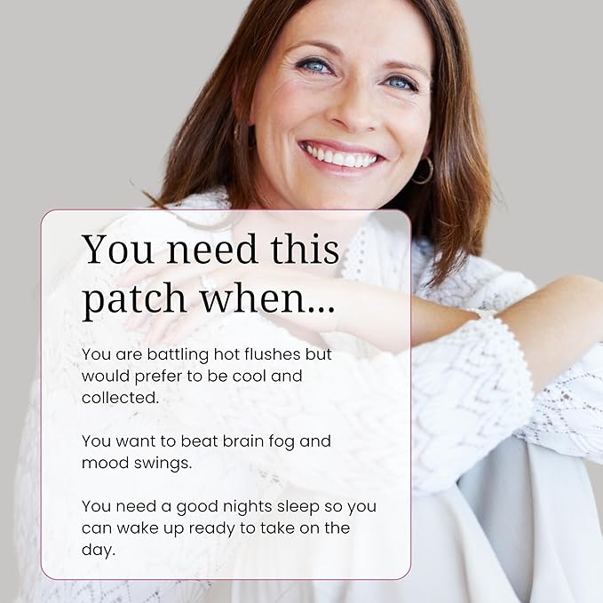 Menopause Patches - 30 Topical Menopause Relief for Women, Natural Hot Flash, Mood Support with Transdermal Gotu Kola, Damiana, Black Cohosh, Valerian, Skull Cap, Oat Seed, Ginger
