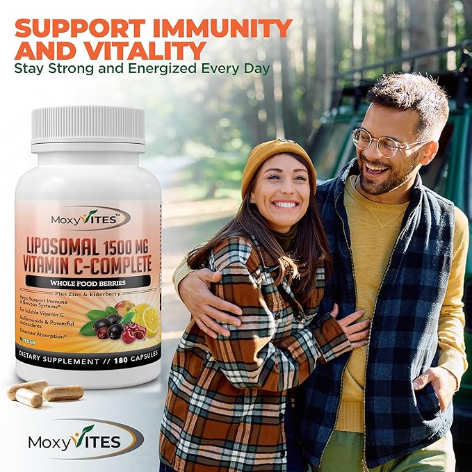 Liposomal Vitamin C with Zinc Capsules - Vit C Organic Elderberry, Amla, Camu Camu- Vitamina C High Absorption, Anti Aging, Immune Support,1500mg/Serving 3 Month Supply Gluten Free NON GMO Veggie Caps