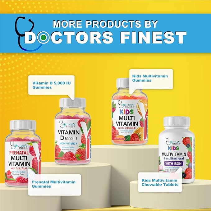 Doctors Finest Vitamin C Gummies for Kids – Vegan, GMO Free & Gluten Free – Great Tasting Orange Flavor Pectin Chews – Kids Dietary Supplement – 250mg of Vitamin C – 90 Jellies [45 Doses]