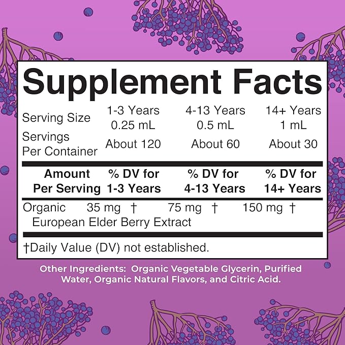 MaryRuth Organics Elderberry Syrup | USDA Organic | Sugar Free Immune Support Supplement for Adults & Kids, Ages 1 | Vegan, Non-GMO, Immune Boosters, Clean Label Project Verified | 1 Fl Oz