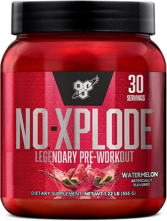 BSN N.O.-XPLODE Pre Workout Powder, Energy Supplement for Men and Women with Creatine and Beta-Alanine, Flavor: Watermelon, 30 Servings